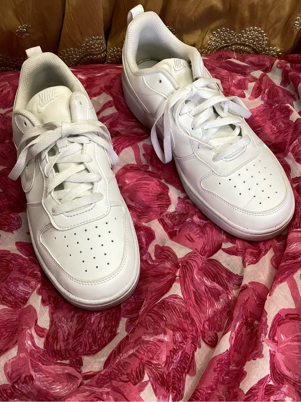 NWOT Nike Court Borough White Low-Top Recraft GS Leather Sneakers 7Y/8.5/7